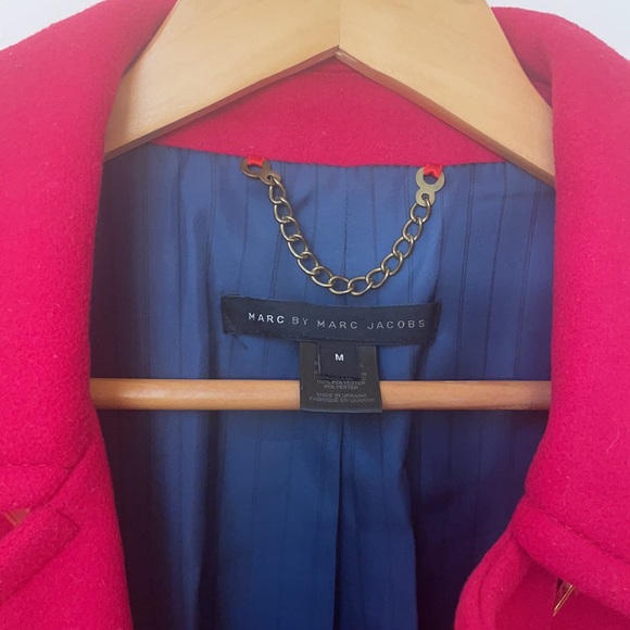 Marc by Marc Jacobs Pink Wool Pea Coat with Gold Hardware - Picture 6 of 8